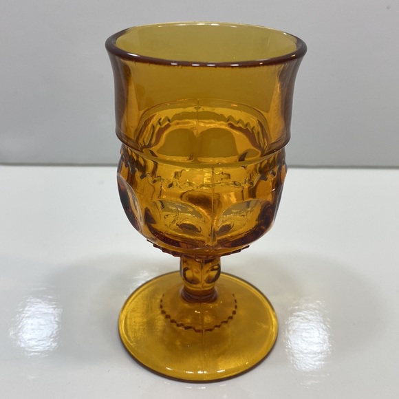 Amber Indiana Glass Kings Crown glassware x 4 - Picture 3 of 8
